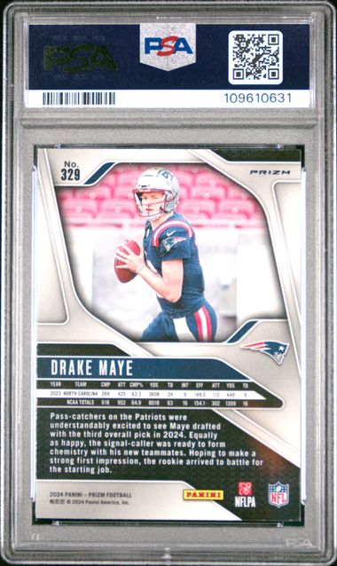 2024 Panini Prizm Drake Maye #329 (Pink Prizm) Mint 9 back