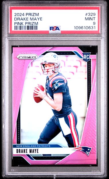 2024 Panini Prizm Drake Maye #329 (Pink Prizm) Mint 9 front