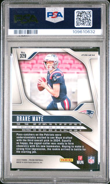 2024 Panini Prizm Drake Maye #329 (Black & White Checker) Gem Mt 10 back
