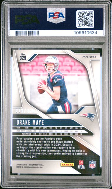 2024 Panini Prizm Drake Maye #329 (Orange Prizm) Mint 9 back