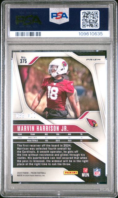 2024 Panini Prizm Marvin Harrison Jr. #375 (Pandora) Gem Mt 10 back