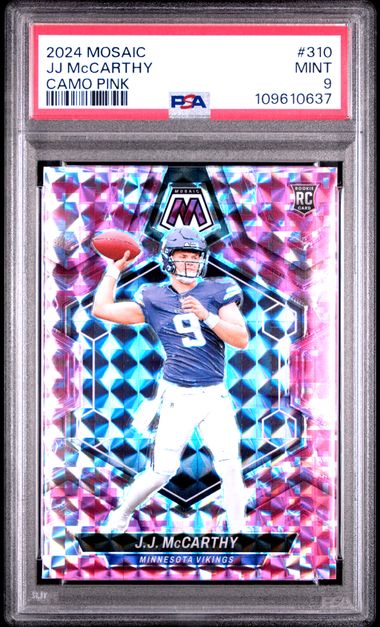 2024 Panini Mosaic Jj Mccarthy #310 (Camo Pink) Mint 9 front