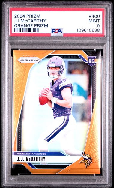 2024 Panini Prizm Jj Mccarthy #400 (Orange Prizm) Mint 9 front