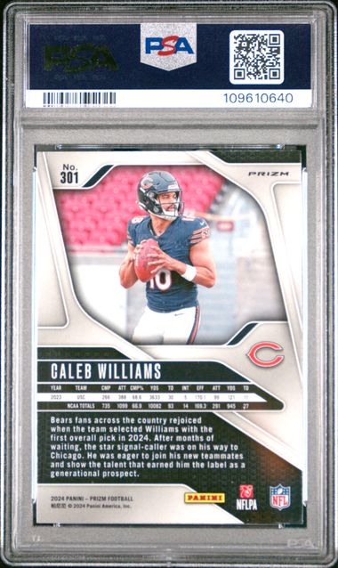 2024 Panini Prizm Caleb Williams #301 (Disco Prizm) Mint 9 back