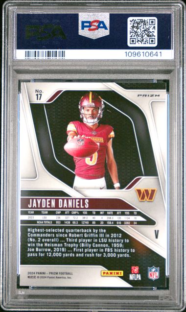 2024 Panini Prizm Rookie Variation Jayden Daniels #17 Gem Mt 10 back