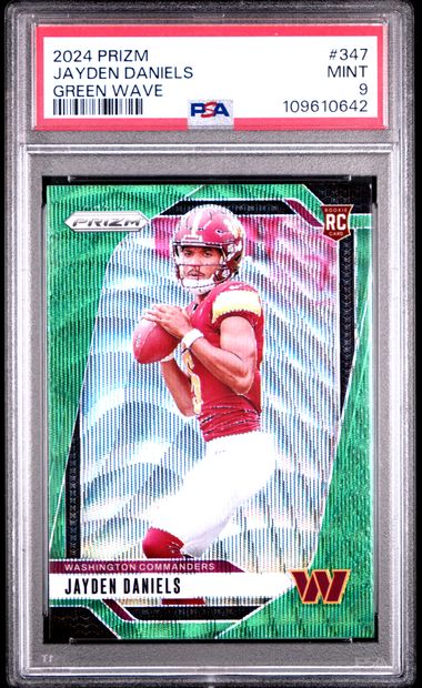 2024 Panini Prizm Jayden Daniels #347 (Green Wave) Mint 9 front