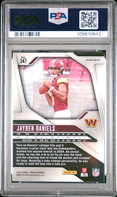 2024 Panini Prizm Jayden Daniels #347 (Green Wave) Mint 9 back