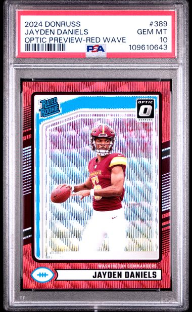 2024 Panini Donruss Jayden Daniels #389 (Optic Preview-Red Wave) Gem Mt 10 front