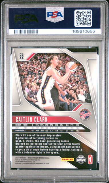 2024 Panini Prizm Wnba Caitlin Clark #22 Gem Mt 10 front