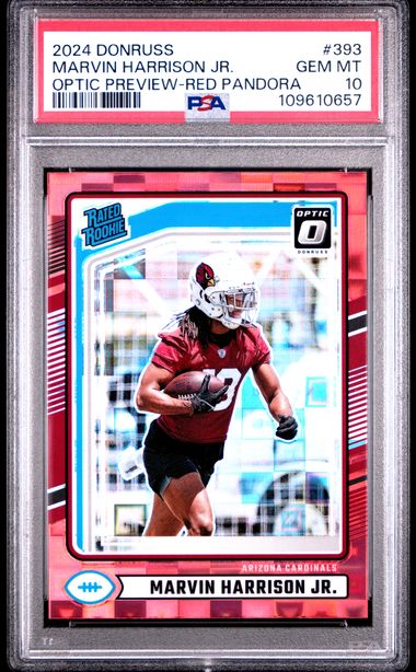 2024 Panini Donruss Marvin Harrison Jr. #393 (Optic Preview-Red Pandora) Gem Mt 10 back