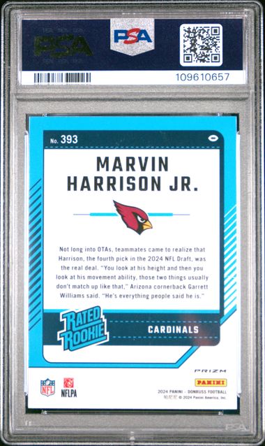 2024 Panini Donruss Marvin Harrison Jr. #393 (Optic Preview-Red Pandora) Gem Mt 10 front