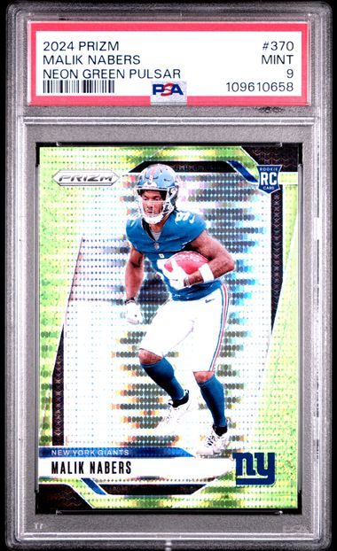2024 Panini Prizm Malik Nabers #370 (Neon Green Pulsar) Mint 9 back