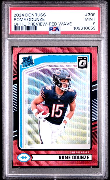2024 Panini Donruss Rome Odunze #309 (Optic Preview-Red Wave) Mint 9 back