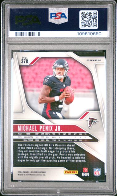 2024 Panini Prizm Michael Penix Jr. #378 (Green Wave) Gem Mt 10 front