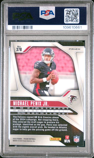 2024 Panini Prizm Michael Penix Jr. #378 (Red/White/Blue Prizm) Gem Mt 10 front