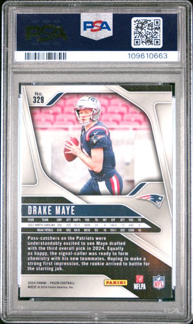 2024 Panini Prizm Drake Maye #329 Gem Mt 10 front