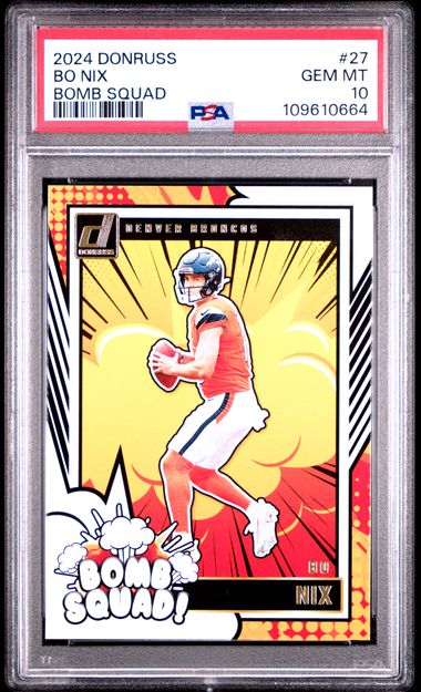 2024 Panini Donruss Bomb Squad Bo Nix #27 Gem Mt 10 back