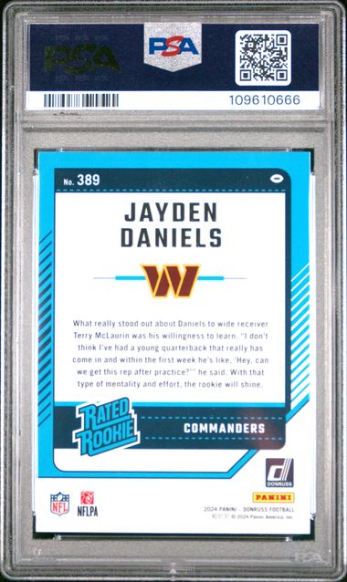 2024 Panini Donruss Jayden Daniels #389 Gem Mt 10 front