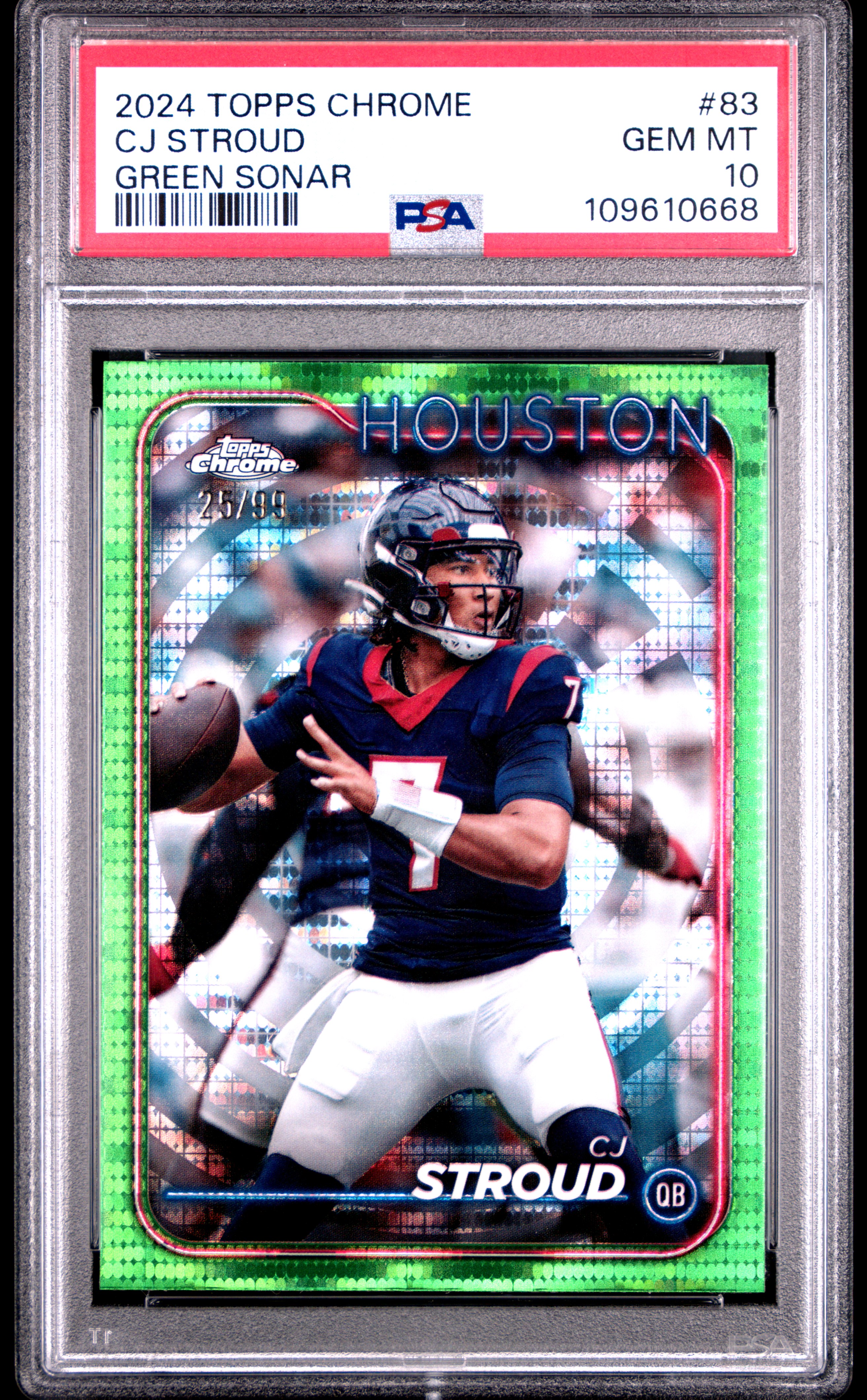 2024 Topps Chrome Cj Stroud #83 (Green Sonar) Gem Mt 10 back