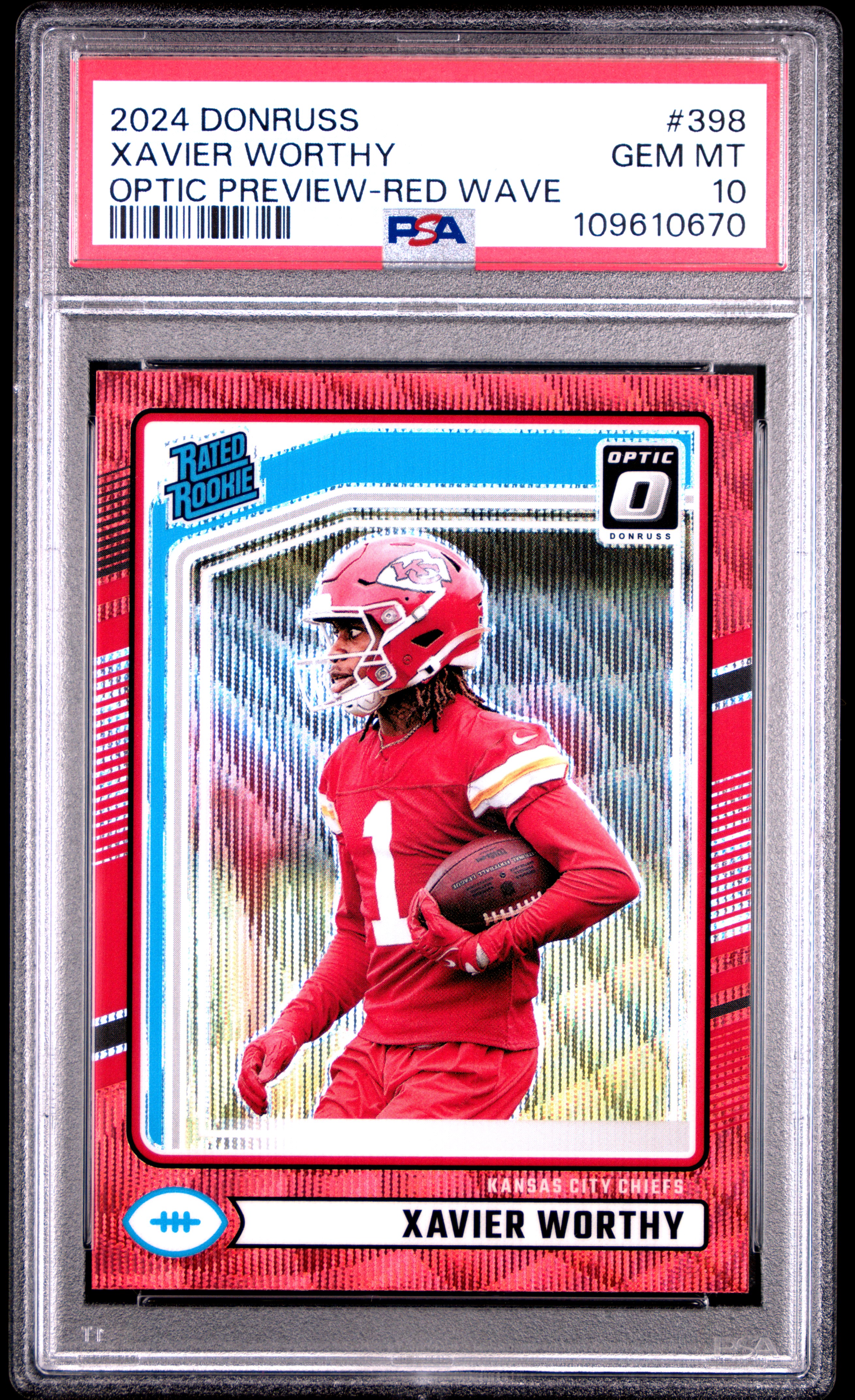 2024 Panini Donruss Xavier Worthy #398 (Optic Preview-Red Wave) Gem Mt 10 back