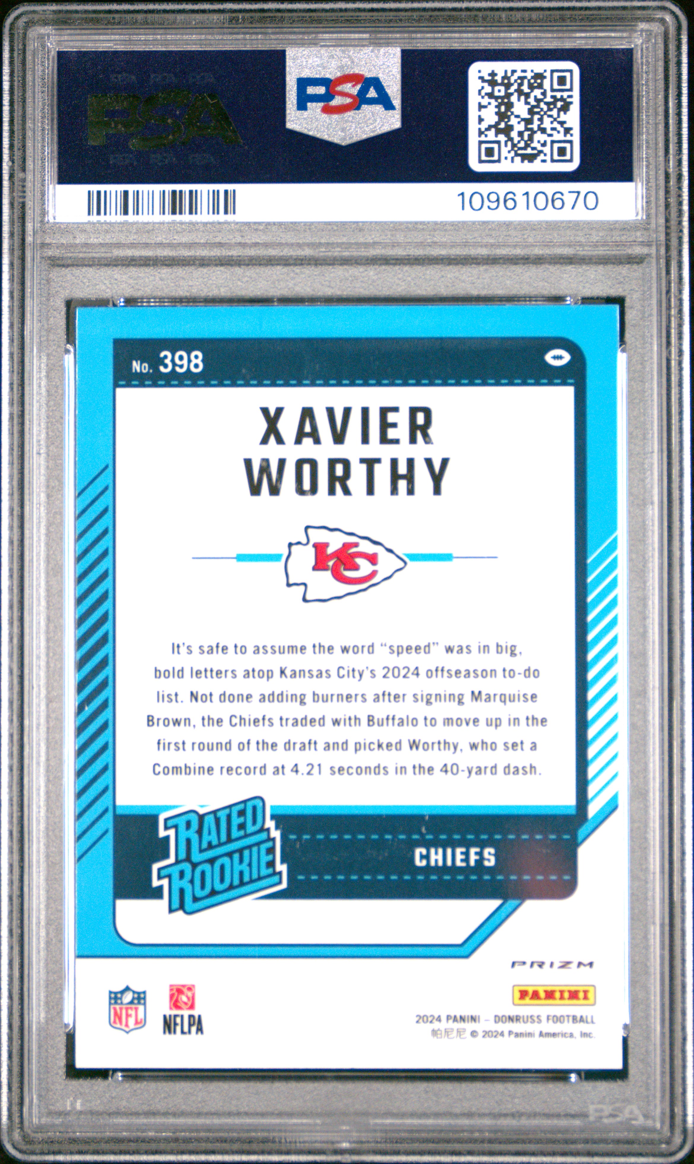 2024 Panini Donruss Xavier Worthy #398 (Optic Preview-Red Wave) Gem Mt 10 front