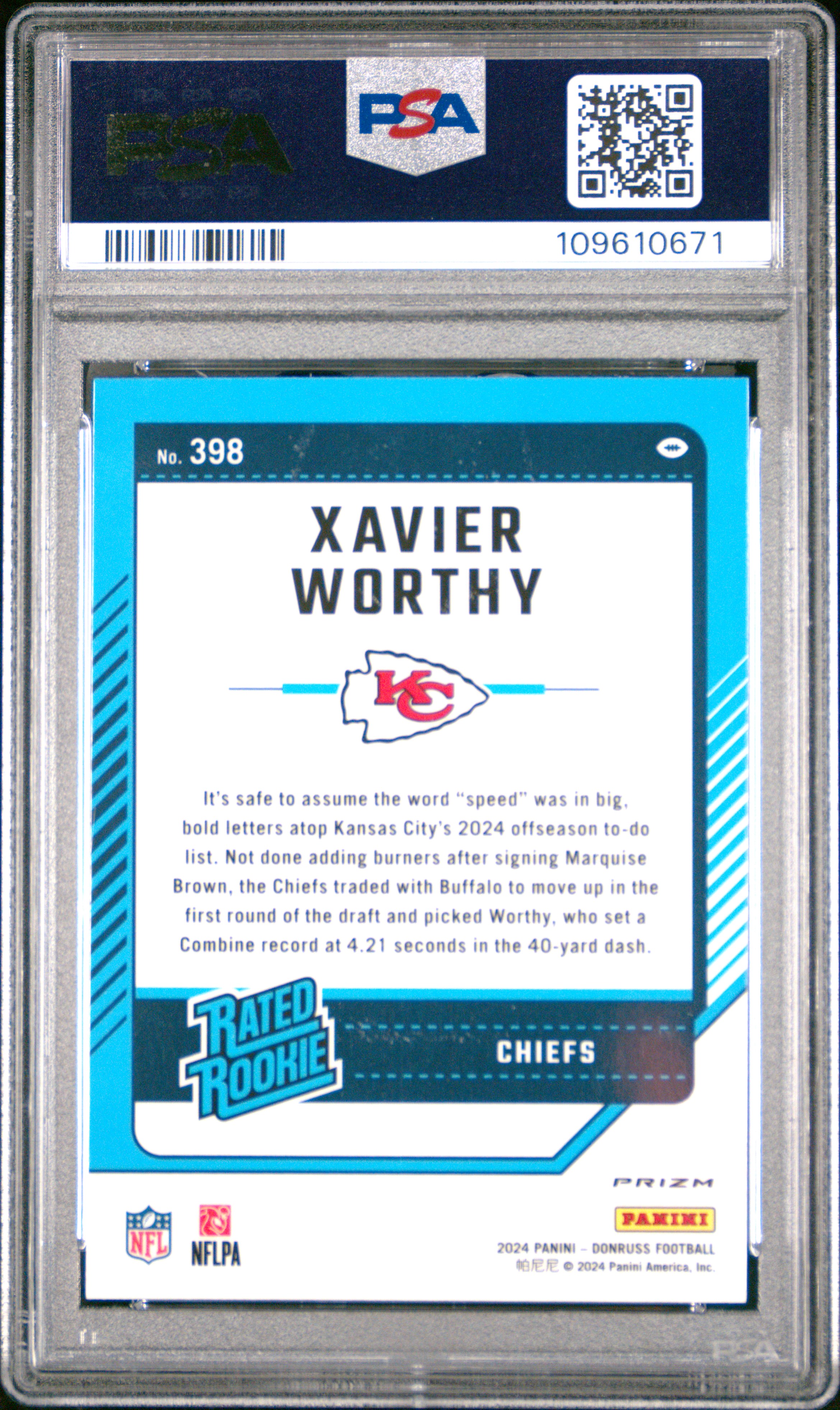 2024 Panini Donruss Xavier Worthy #398 (Optic Preview-Pink) Gem Mt 10 front