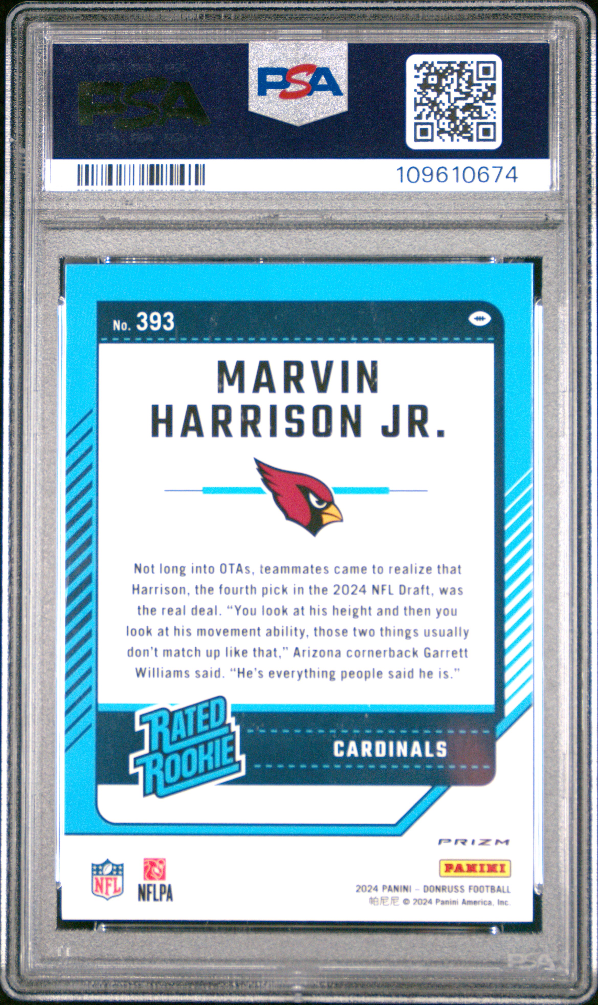 2024 Panini Donruss Marvin Harrison Jr. #393 (Optic Preview-Pink) Mint 9 front