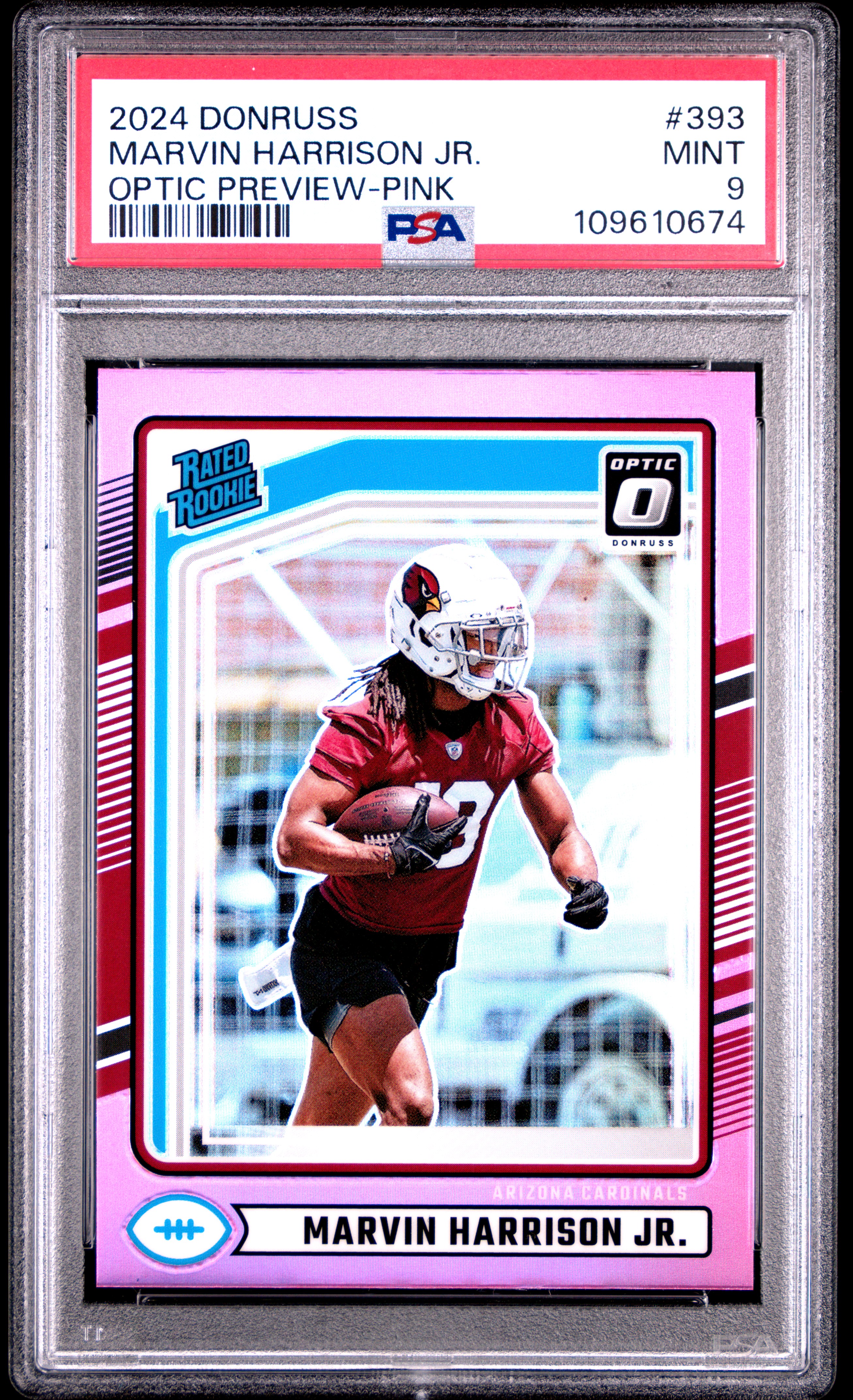 2024 Panini Donruss Marvin Harrison Jr. #393 (Optic Preview-Pink) Mint 9 back