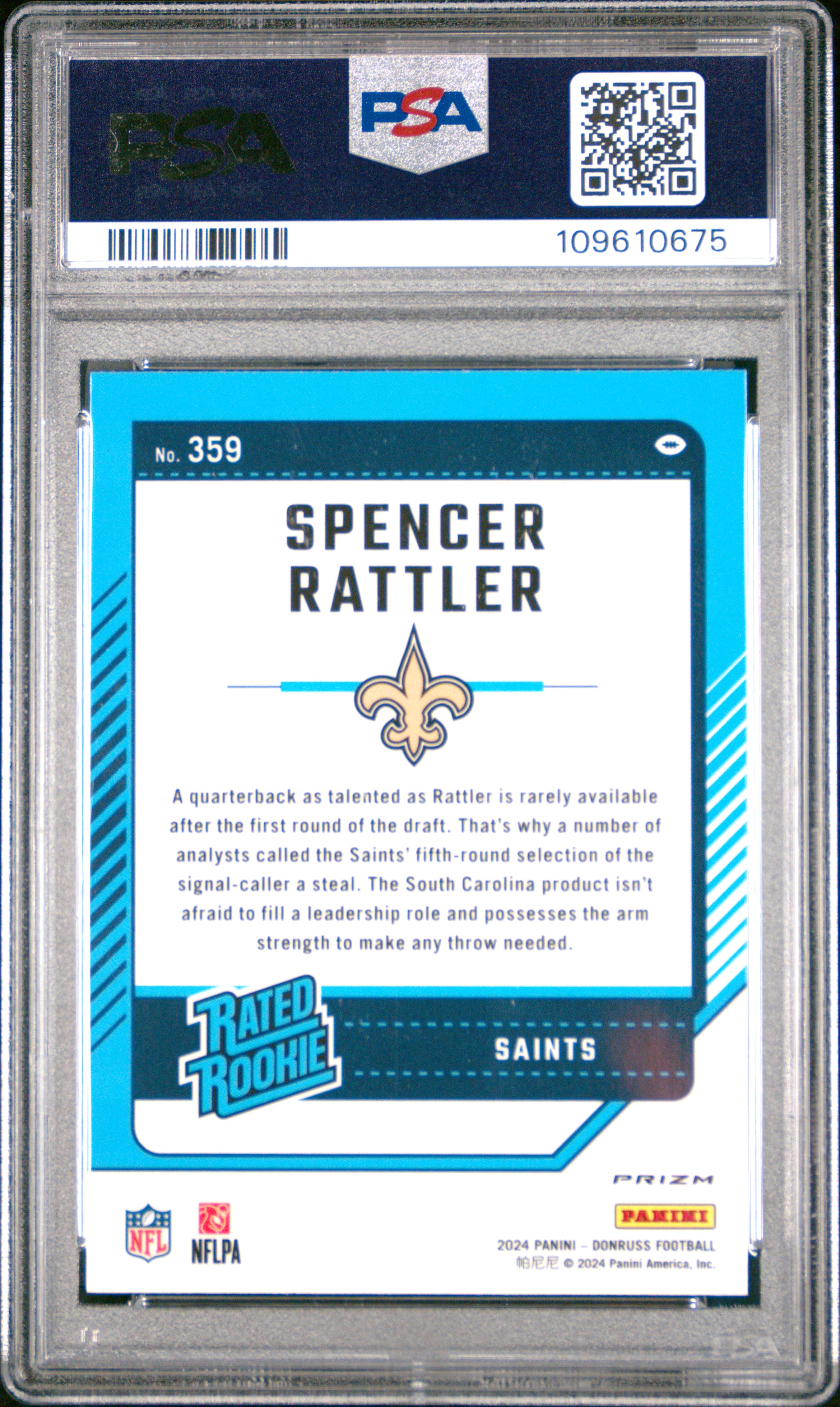 2024 Panini Donruss Spencer Rattler #359 (Optic Preview-Red Wave) Gem Mt 10 front