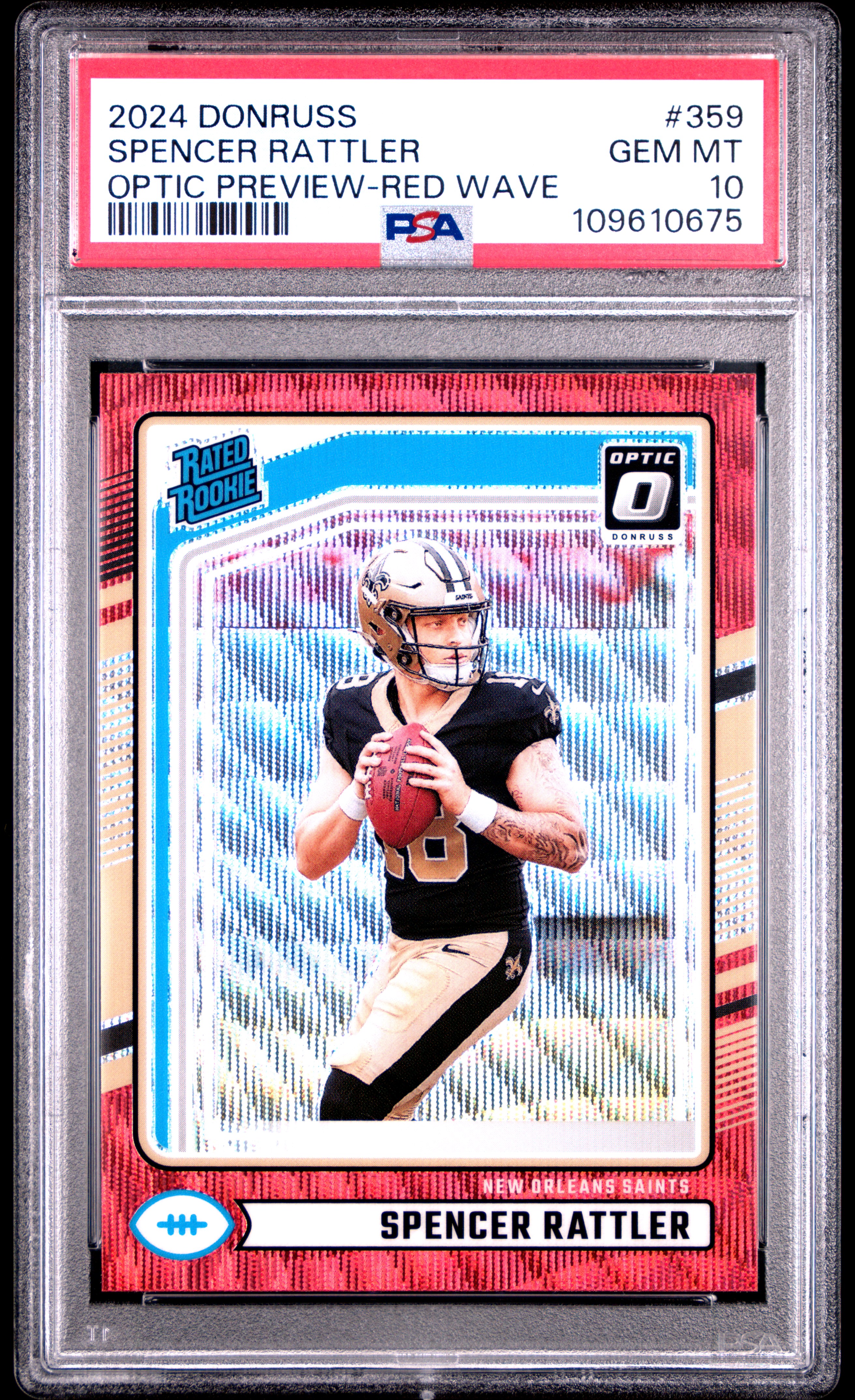 2024 Panini Donruss Spencer Rattler #359 (Optic Preview-Red Wave) Gem Mt 10 back