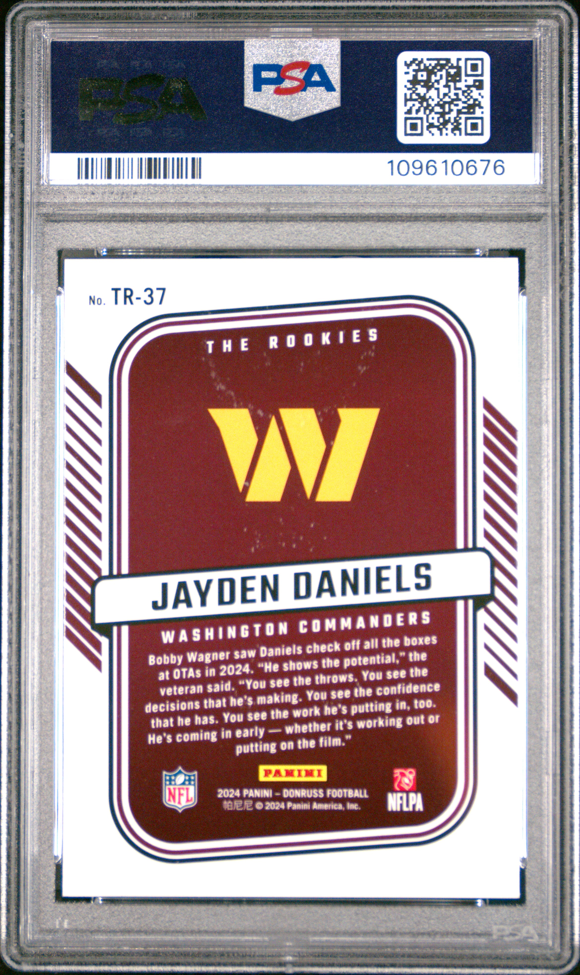 2024 Panini Donruss The Rookies Jayden Daniels #Tr37 Gem Mt 10 front
