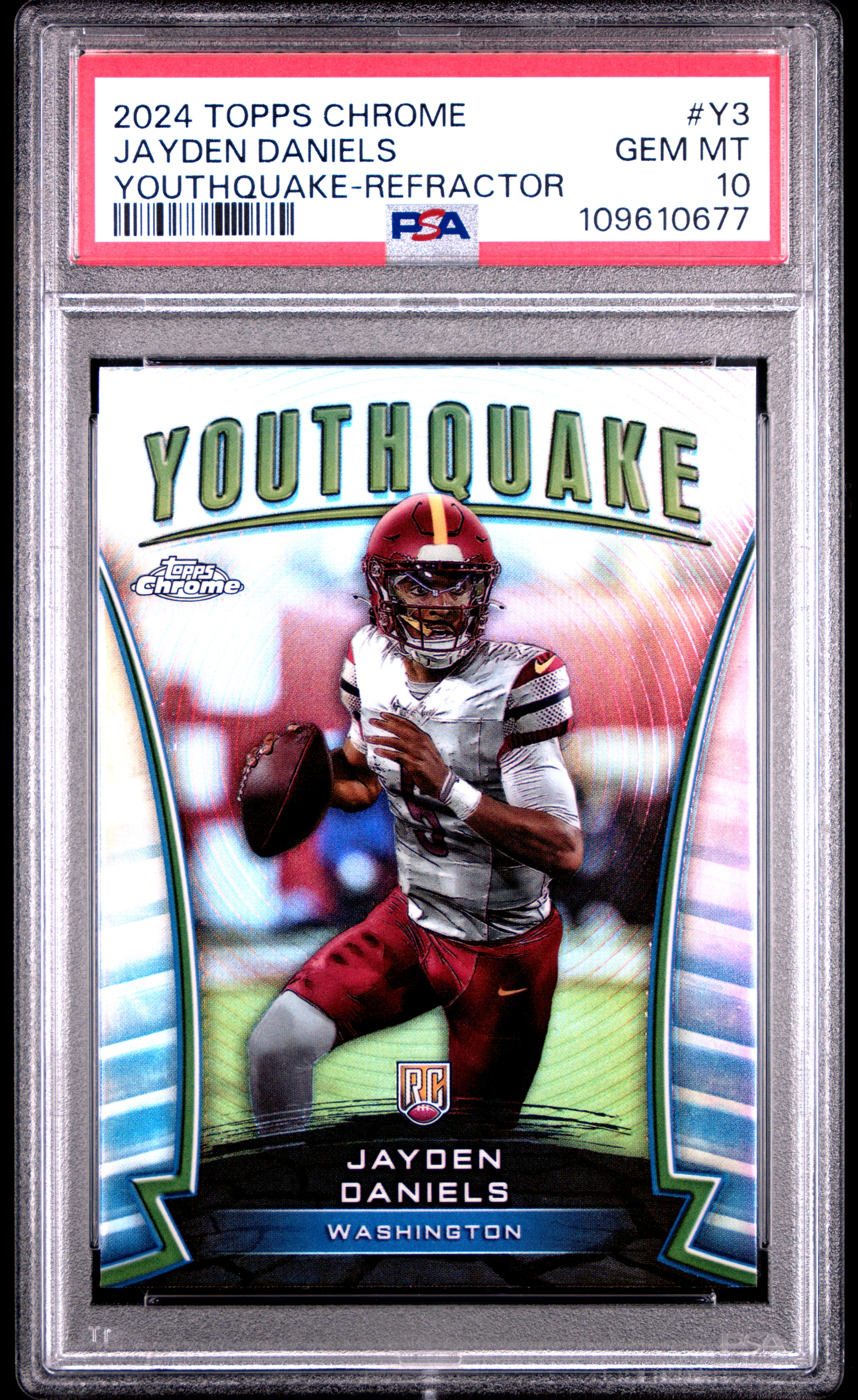 2024 Topps Chrome Youthquake Jayden Daniels #Y3 (Youthquake-Refractor) Gem Mt 10 back