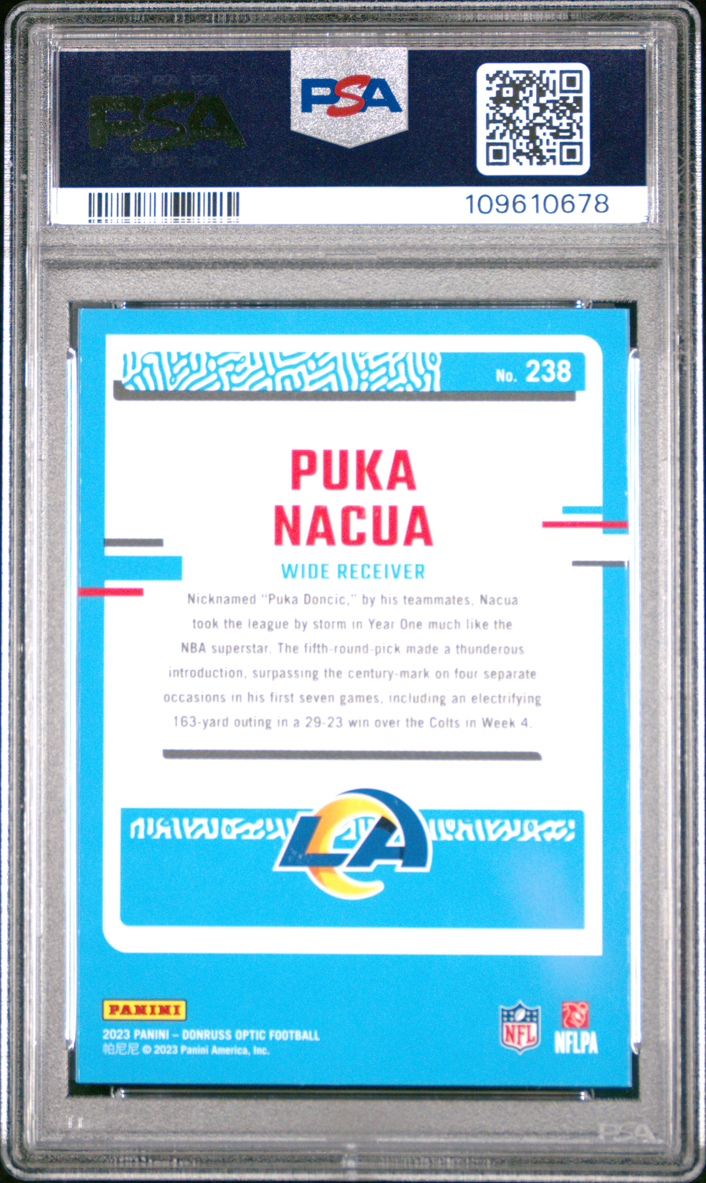 2023 Panini Donruss Optic Puka Nacua #238 Gem Mt 10 front