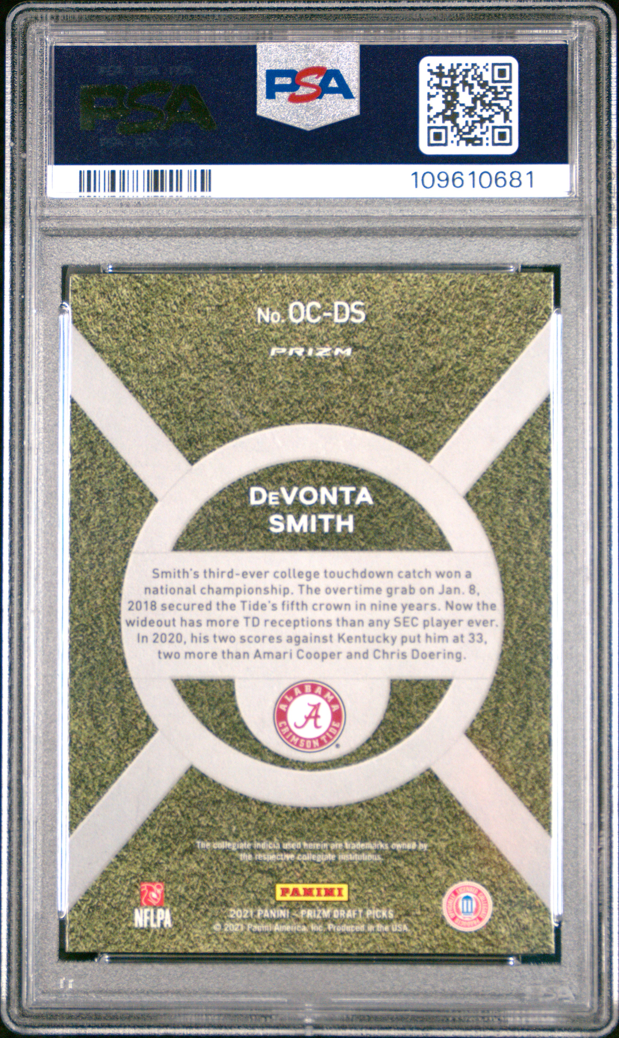 2021 Panini Prizm Draft Picks On Campus Devonta Smith #Ocds (On Campus) Gem Mt 10 front