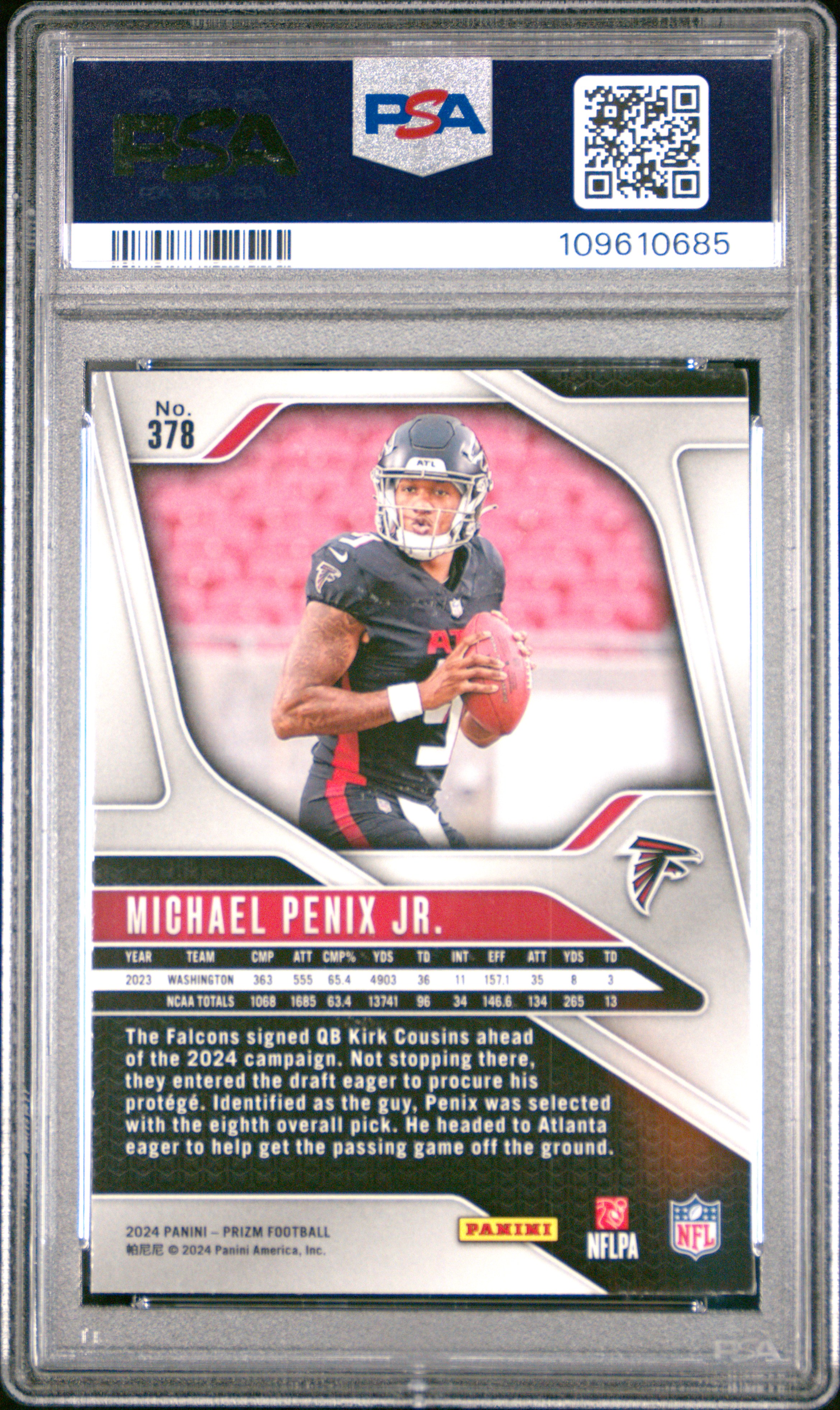 2024 Panini Prizm Michael Penix Jr. #378 Gem Mt 10 front