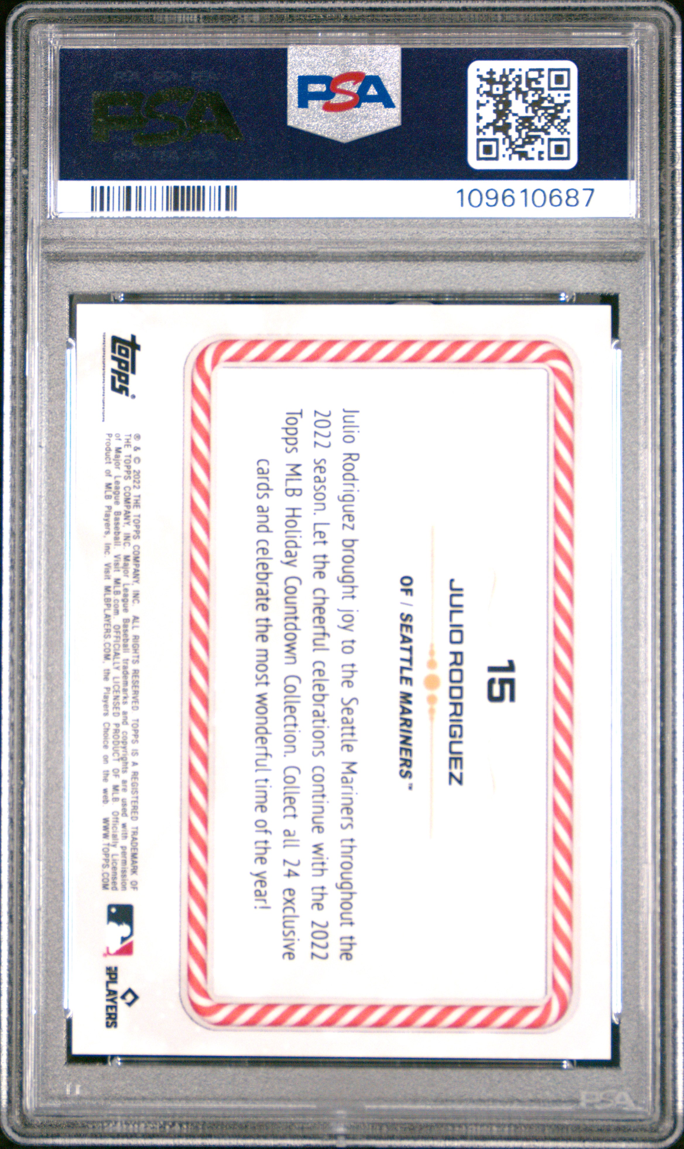 2022 Topps Holiday Countdown Julio Rodriguez #15 (Countdown) Mint 9 front