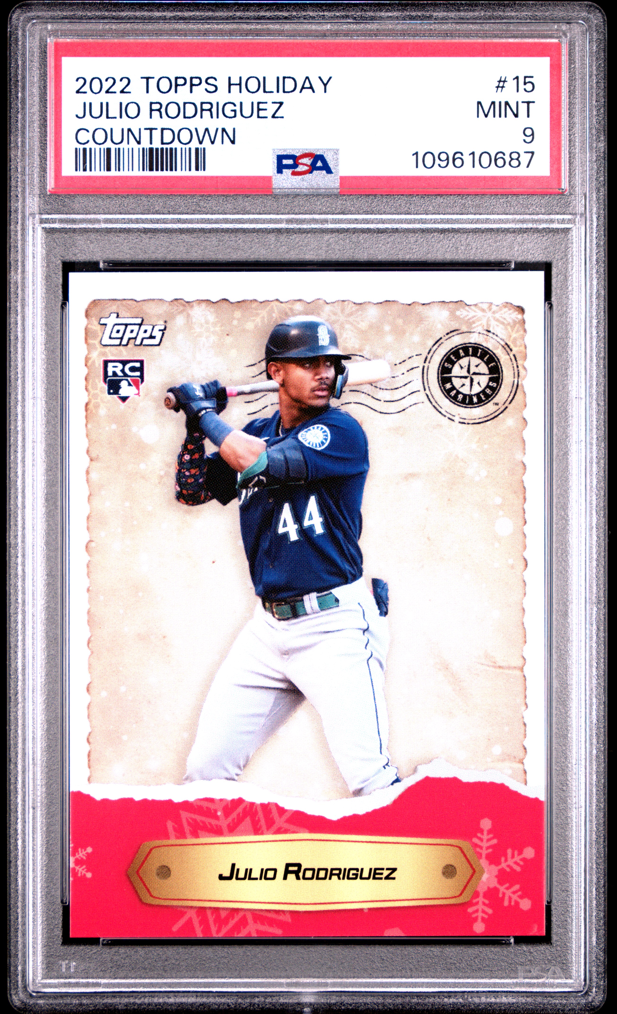 2022 Topps Holiday Countdown Julio Rodriguez #15 (Countdown) Mint 9 back