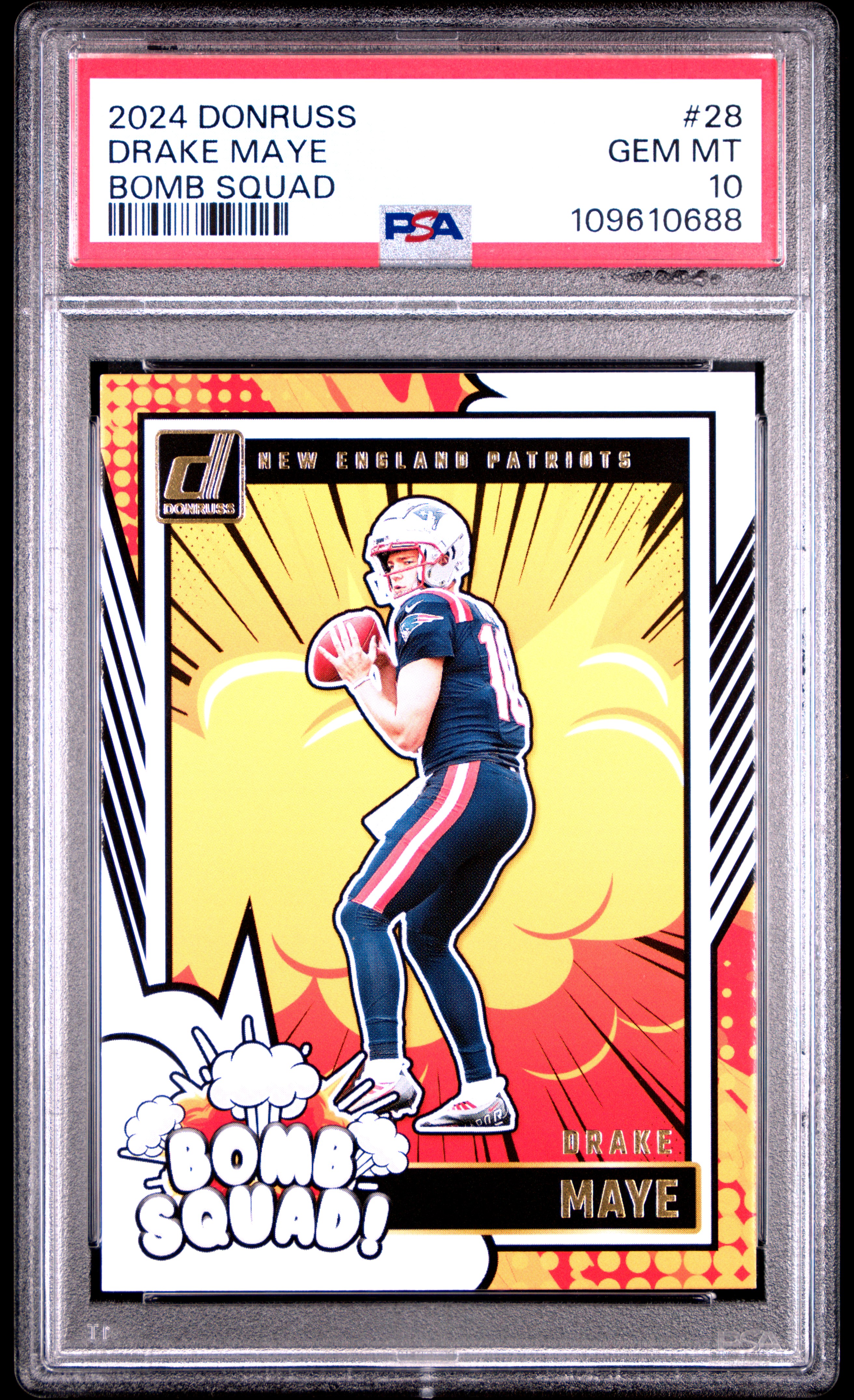 2024 Panini Donruss Bomb Squad Drake Maye #28 Gem Mt 10 back