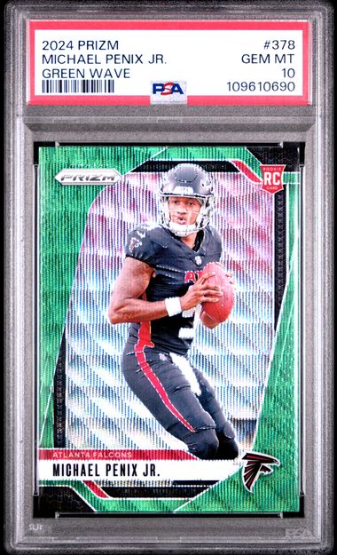 2024 Panini Prizm Michael Penix Jr. #378 (Green Wave) Gem Mt 10 front