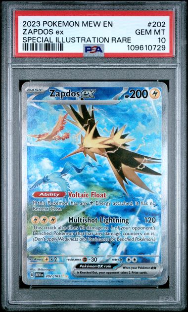 2023 Pokemon Mew En-151 Zapdos Ex #202 (Special Illustration Rare) Gem Mt 10 front