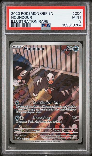 2023 Pokemon Obf En-Obsidian Flames Houndour #204 (Illustration Rare) Mint 9 front