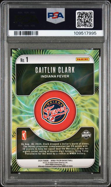 2024 Panini Prizm Wnba Fractal Caitlin Clark #1 Mint 9 back