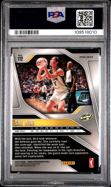 2024 Panini Prizm Wnba Sue Bird #112 (Silver Prizm) Mint 9 back