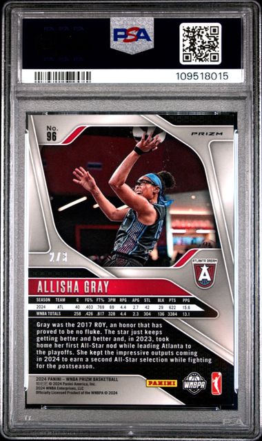 2024 Panini Prizm Wnba Allisha Gray #96 (Mosaic) Mint 9 back