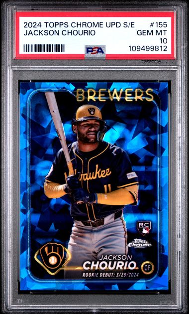 2024 Topps Chrome Sapphire Update Series Jackson Chourio #155 Gem Mt 10 front