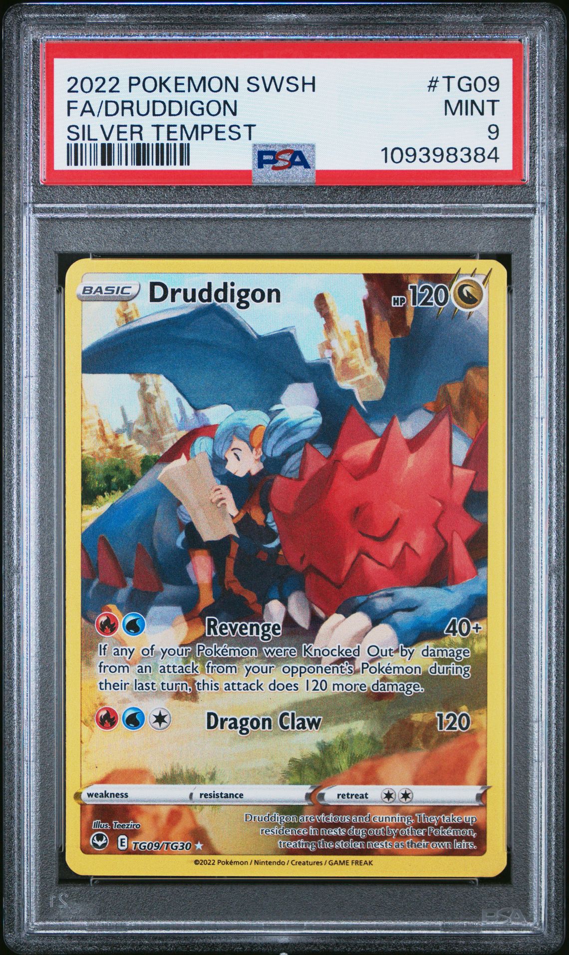 2022 Pokemon Sword & Shield Silver Tempest Fa/Druddigon #Tg09 (Silver Tempest) Mint 9 front