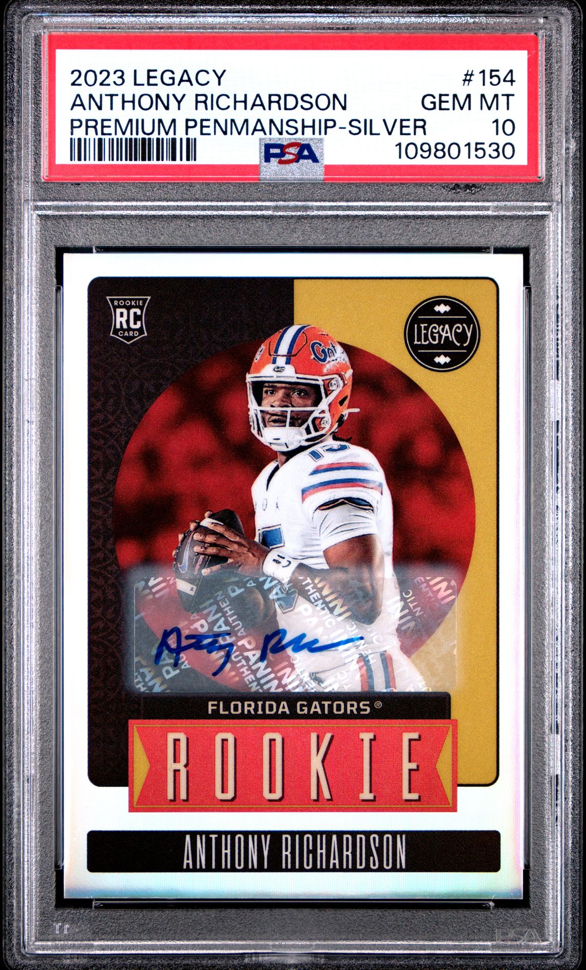 2023 Panini Legacy Anthony Richardson #154 (Premium Penmanship-Silver) Gem Mt 10 front