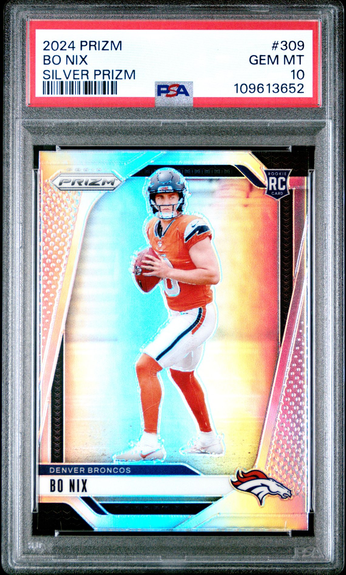 2024 Panini Prizm Bo Nix #309 (Silver Prizm) Gem Mt 10 front