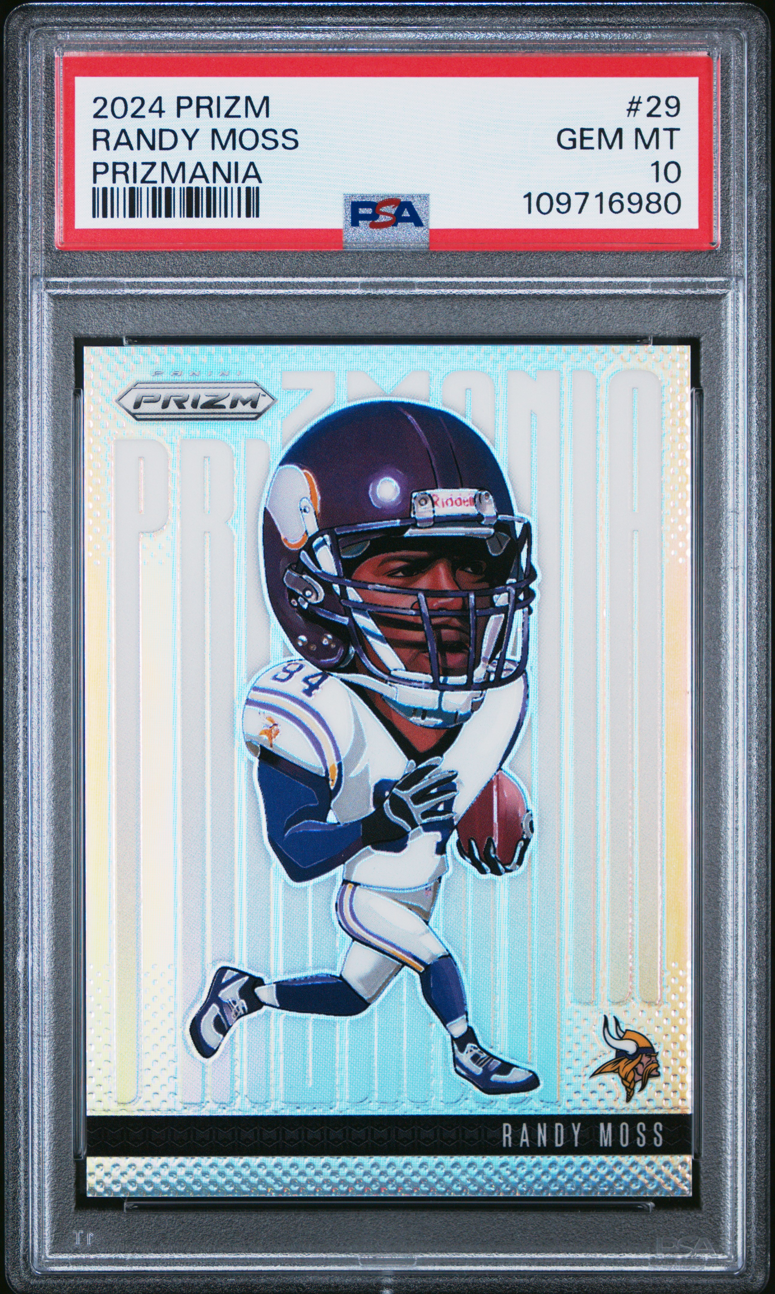 2024 Panini Prizm Prizmania Randy Moss #29 Gem Mt 10 back