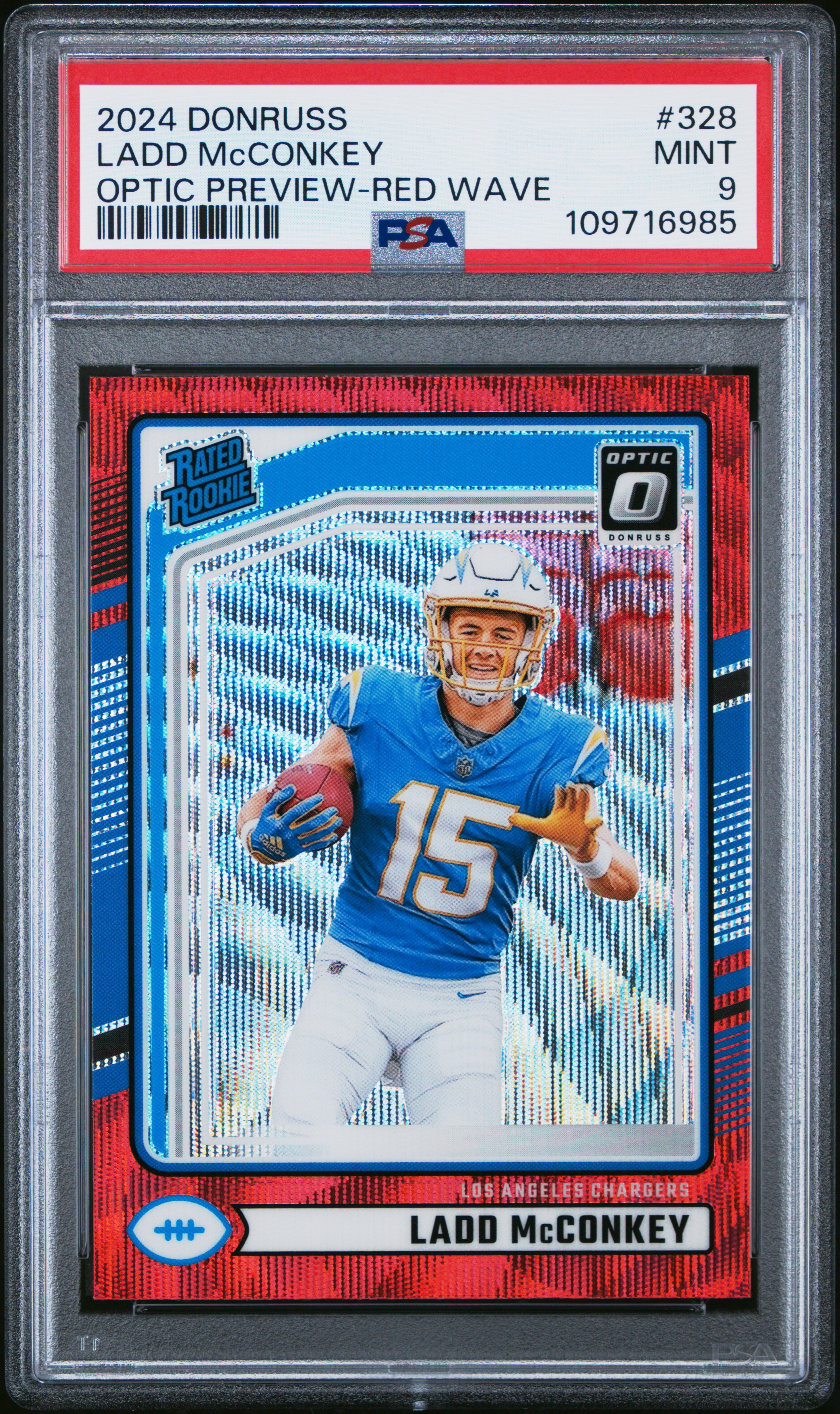 2024 Panini Donruss Ladd Mcconkey #328 (Optic Preview-Red Wave) Mint 9 back